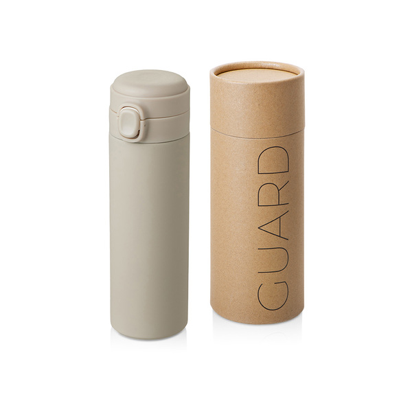 Вакуумная термокружка c кнопкой «Guard», soft-touch, 400 мл, тубус