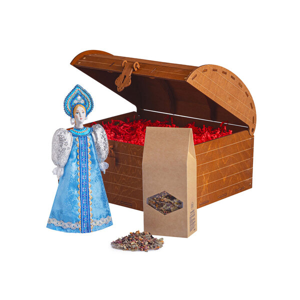 Подарочный набор: кукла фарфоровая, чай "Малина с мятой"